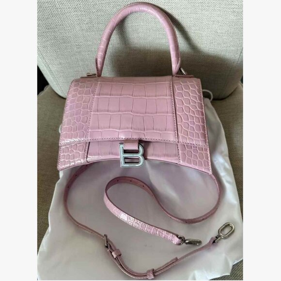 NEW Authentic Balenciaga Hourglass small stampa cocco rosa - Picture 1 of 8